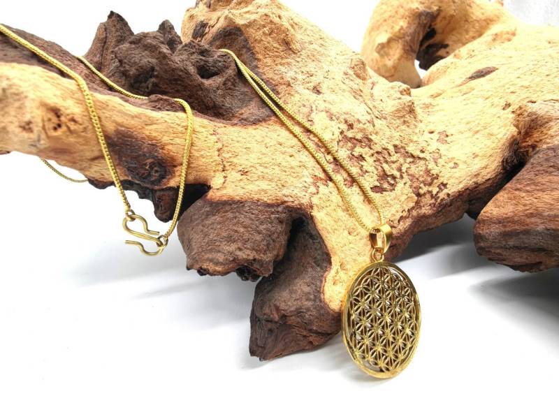 Blume Des Lebens Kette, Heilige Geometrie Symbol Schmuck, Boho Style Messing Kette Mit Anhänger, Yoga Schmuck von SundariiNature