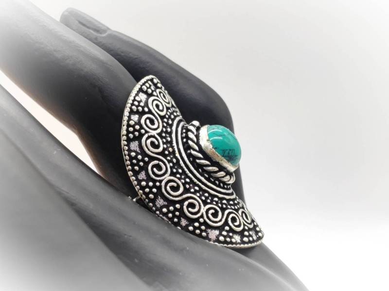 Boho Statement Ring, Amethyst Türkis Größenverstellbarer Style Schmuck Mit Edelstein, Messing Ring von SundariiNature