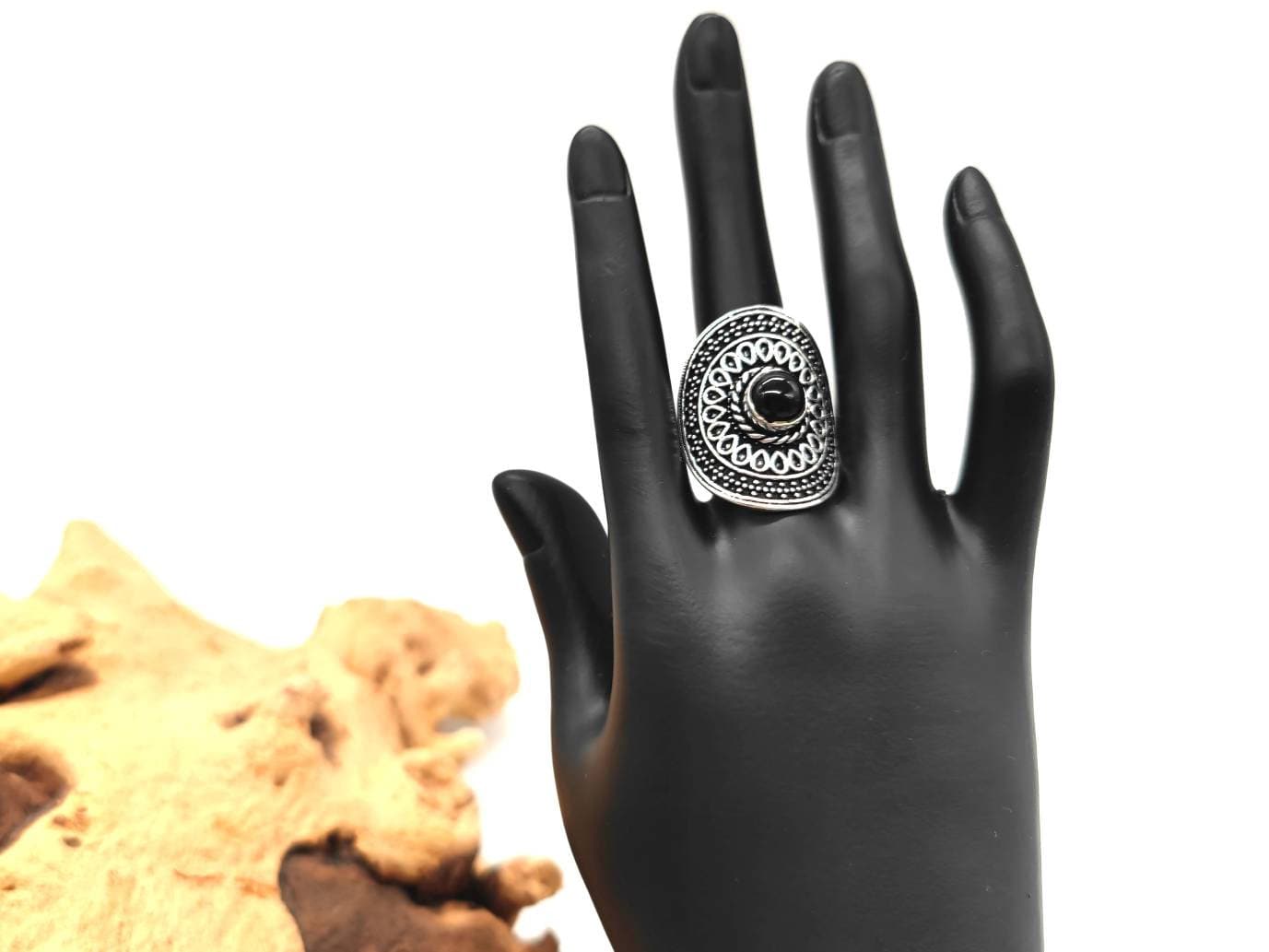 Boho Statement Ring, Onyx Lapislazuli Tigerauge Größenverstellbarer Style Schmuck Mit Edelstein von SundariiNature