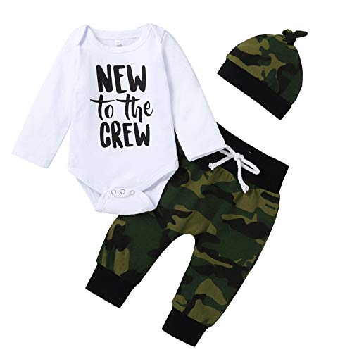 Neugeborenen Jumpsuits, Sunday Nette 3 STÜCKE Set Neugeborenen Jungen Strampler Tops + Lange Hosen Hut Outfits Kleidung 0-18 Mt von Sunday_Babykleidung