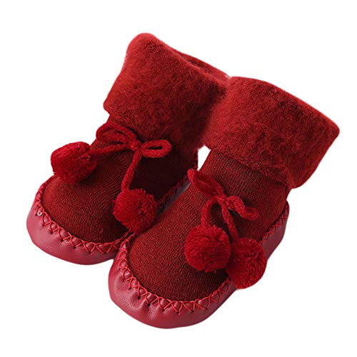 Sunday_Babykleidung Baby Socken Weihnachten Winter Baumwolle Söckchen,Sunday Neugeborene Kleinkind Jungen Mädchen Krippeschuhe Unisex Dicke Sock Krabbelschuhe (Rot, 18-24Monate) von Sunday_Babykleidung