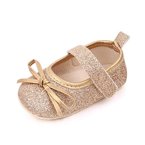 Unisex Neugeborenen Baby Schuhe, Sunday Säugling Mädchen Jungen Krabbelschuhe Herbst Krippeschuhe Turnschuhe Rutschfest Ballerinas Taufschuhe Baby Geschenk 0-18 Monate (Gold -3, 0-6 Monate) von Sunday_Babykleidung