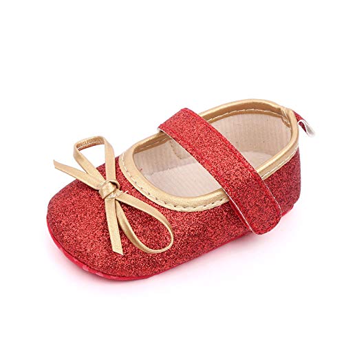 Unisex Neugeborenen Baby Schuhe, Sunday Säugling Mädchen Jungen Krabbelschuhe Herbst Krippeschuhe Turnschuhe rutschfest Ballerinas Taufschuhe Baby Geschenk 0-18 Monate (Rot-3, 12-18 Monate) von Sunday_Babykleidung