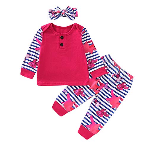 Winter Babykleidung Mädchen 0-6 Monate,Säugling Mädchen Langarmshirt Oberteile + Blumen Hose +Stirnband Set Neugeborenes Baby Outfit von Sunday_Babykleidung