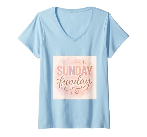 Damen Lustiger Spruch zum Trinken am Sonntag, Geschenk für Mama und Papa T-Shirt mit V-Ausschnitt von Sunday Funday Designs
