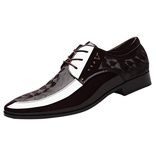 Sunday Herren Business Schuhe Anzugschuhe Elegant Casual Lederschuhe Retro Lackleder Brogue Schuhe Party Hochzeit Leder Berufsschuhe 38-47 (42 EU, Braun) von Sunday Herren Schuhe