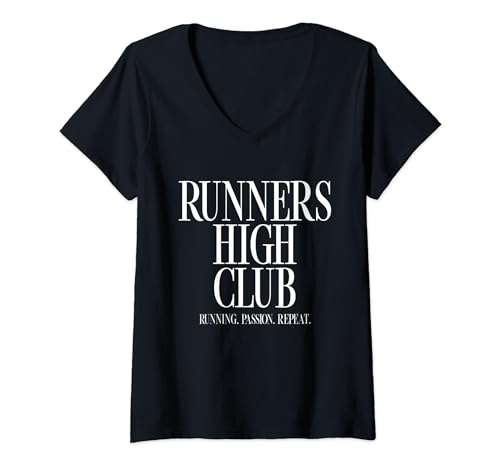 Damen Runners High Club - Sports Running Marathon T-Shirt mit V-Ausschnitt von Sunday-Running-Club Member Running Gifts