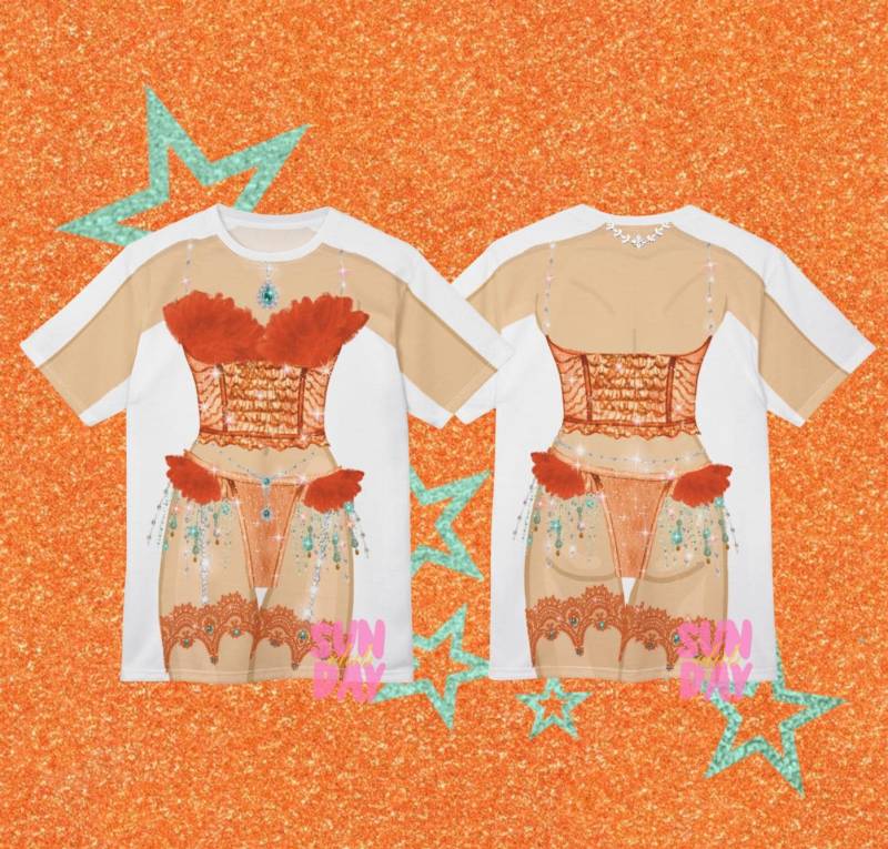Orange Und Mint Showgirl Outfit Shirt von SundayClubPartyCo