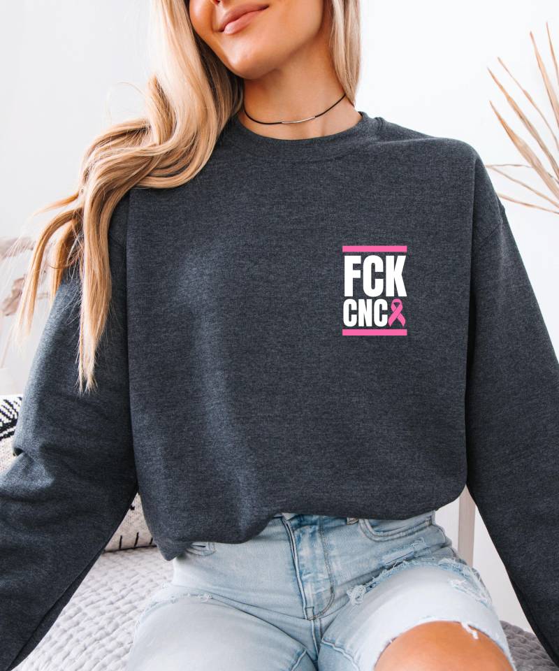Fake Cancer Sweatshirt Damen | Brustkrebs-Bewusstseins-Pullover Pink Ribbon Pullover Geschenk Für Krebs Kämpferin Fck Cncr von SundayMoodGifts