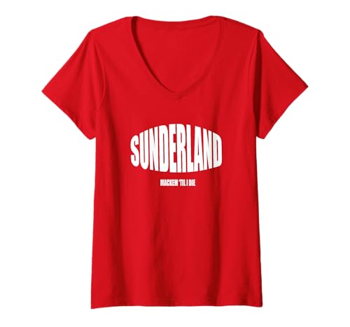 Damen Sunderland Mackem Wearside England Herren Damen Kinder Jungen Mädchen T-Shirt mit V-Ausschnitt von Sunderland England Mackem Apparel