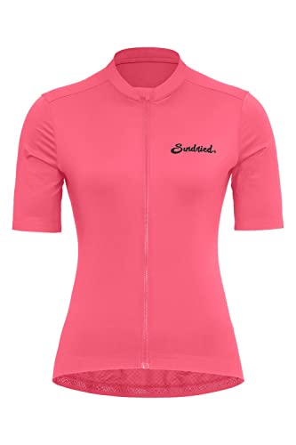 Sundried Sport Damen Kurzarm Radtrikot Rennrad Radoberteil Mountainbike Shirt Cycle Kit (Rosa, XS) von Sundried Sport