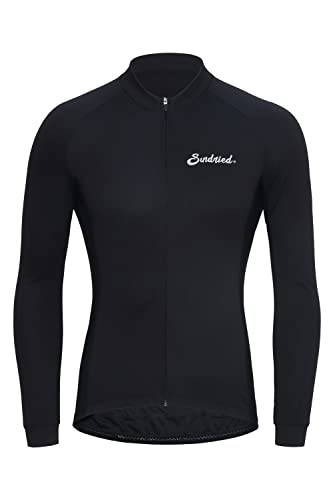 Sundried Sport Herren Langarm Radtrikot Rennrad Radoberteil Mountainbike Shirt Cycle Kit (Schwarz, L) von Sundried Sport