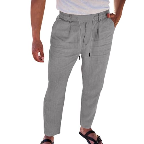 Sunfashion Bundfaltenhose Herren Retro Leinenhose Herren Sommer Hosen Herren Lang Leicht Freizeit Jogginghose Herren Slim Fit Herrenhosen Lang Stretch Elegant Cargo Hosen Stoffhosen Herren Herren SWE von Sunfashion