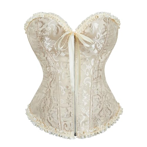 Sunfashion Karneval Köln Korserr Damen Korsett Weis Amazon Corset Corsage Große Größen Piraten Kostüm Fasching Damen von Sunfashion