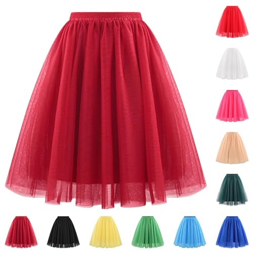 Sunfashion Karneval Kostüm Damen,Rock Orange Damen Tüllrock Rot Schwarzes Tutu Damen Teletubbies Kostüm Weißer Tüllrock Lang Unterrock von Sunfashion