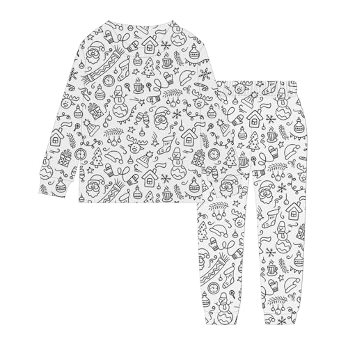 Sunfashion Kinder Weihnachten Tops Hose Set Bagger Kinder Pärchen Pyjama Jungen Schlafanzug Lang Kostüm Kinder Pyjama Pyjama-Set Zum Ausmalen Für Kinder Schlafanzug Rosa Seide Weihnachts-Overall DIY von Sunfashion