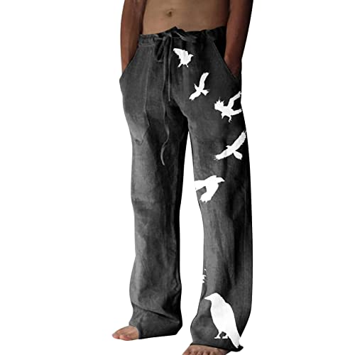 Sunfashion Übergrößen Herren Leinenhose Leichte Herren Shorts Bedruckte Freizeithose Herren Jogginghose Baumwolle Herren Hosen Lang Cargohosen Herren Sporthosen Herren Herren Pants Baumwolle Hose Her von Sunfashion