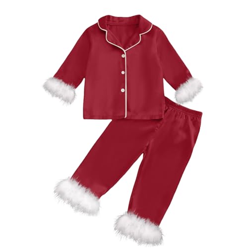 Sunfashion Winter Schlafanzug Kinder Warm,Kinderkleidung Junge Carter's Pyjama Weihnachtspulli Set Weihnachts-Pyjamas Für Mädchen Schlafanzug Damen Winter Lang von Sunfashion