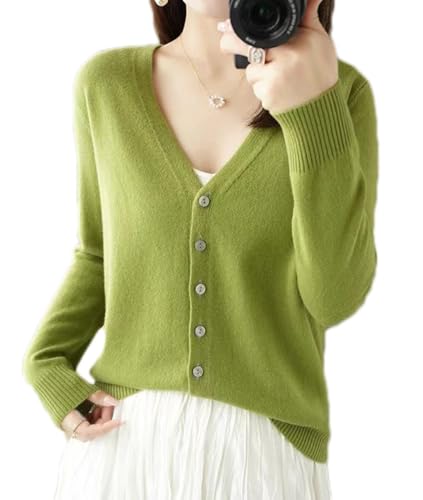 Sunfaynis Damen Langarm Dünne Leichte Strickjacke Pullover für Frauen Dressy Sommer Frühling Herbst Cardigan, Lindgrün, Mittel von Sunfaynis