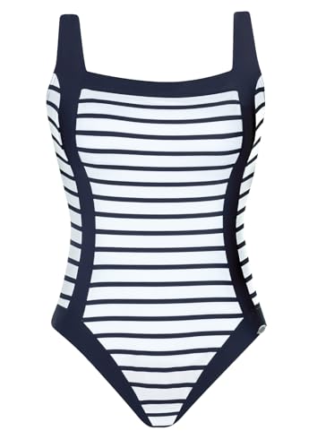 Sunflair Badeanzug Damen Badeanzug - Einteiler mit Schalen und hohem Rücken - große Cups und verstellbare Träger - zweifarbig mit klassischen Streifen von Sunflair