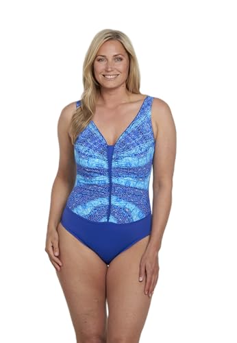 Sunflair Badeanzug Einteiler blau mit eingearbeiteten Softschalen mit verstellbaren Trägern tiefer Rückenausschnitt großer Cup mit Muster Streifen von Sunflair