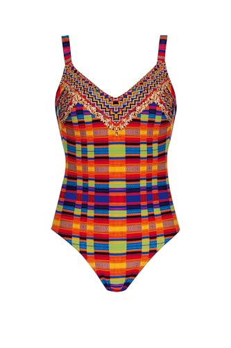 Sunflair Badeanzug Multicolor Karo Ethno Einteiler mit Softschalen verstellbare Träger V-Ausschnitt von Sunflair