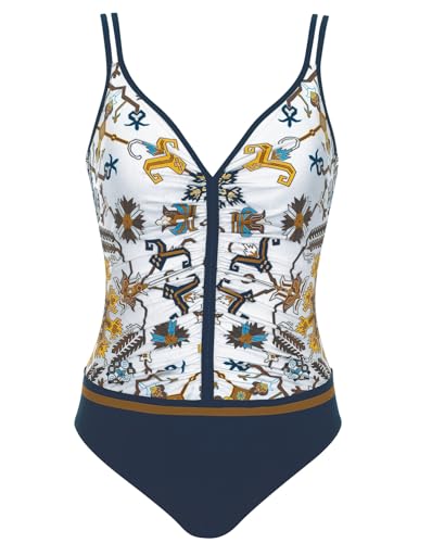Sunflair Badeanzug mit Softcups und tiefem Rücken weiß-Nachtblau 42 D von Sunflair