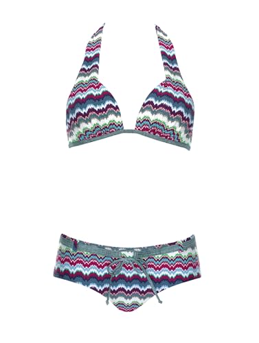 Sunflair Bikini Triangel Streifenmuster Multicolor Zweiteiler Set mit Struktur Softschalen breiter Slip von Sunflair