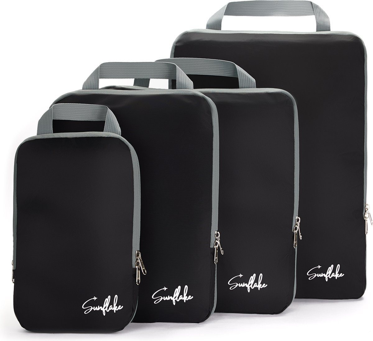 Sunflake Packsack mit Kompressionsreißverschluss - Packwürfel 4er Set (Kompressionswürfel für Rucksack und Koffer) von Sunflake
