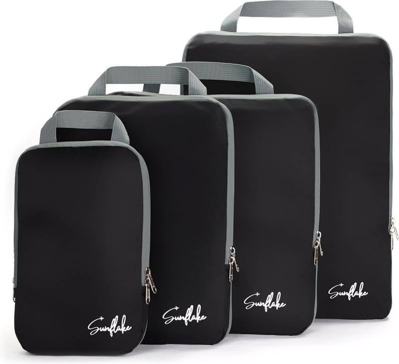 Sunflake Packsack mit Kompressionsreißverschluss - Packwürfel 4er Set (Kompressionswürfel für Rucksack und Koffer) von Sunflake