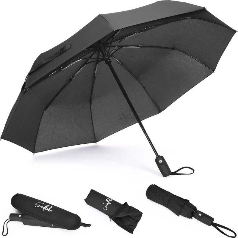 Sunflake Taschenregenschirm Faltbar & Sturmfest - Kompakt mit Doppeltem Dach - Automatik Öffnung von Sunflake