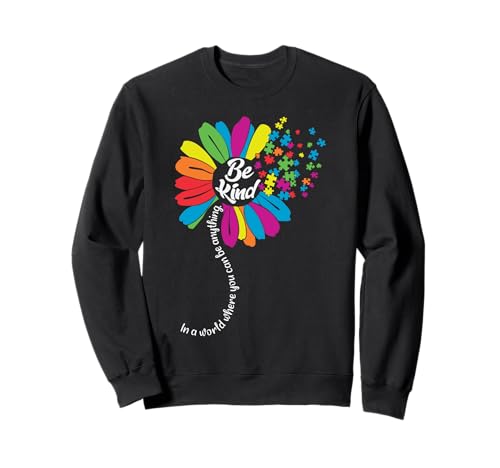 Be Kind Puzzle Autismus Bewusstsein Sonnenblume Mutter Unterstützung Kinder Sweatshirt von Sunflower Autism Be Kind Puzzle Autism Awareness
