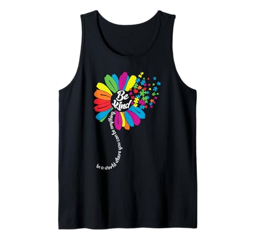 Be Kind Puzzle Autismus Bewusstsein Sonnenblume Mutter Unterstützung Kinder Tank Top von Sunflower Autism Be Kind Puzzle Autism Awareness