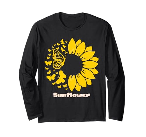 Lustiges Unisex-T-Shirt mit Sonnenblumen-Design für Männer und Frauen Langarmshirt von Sunflower Funny Unisex Design For Men Women Tee