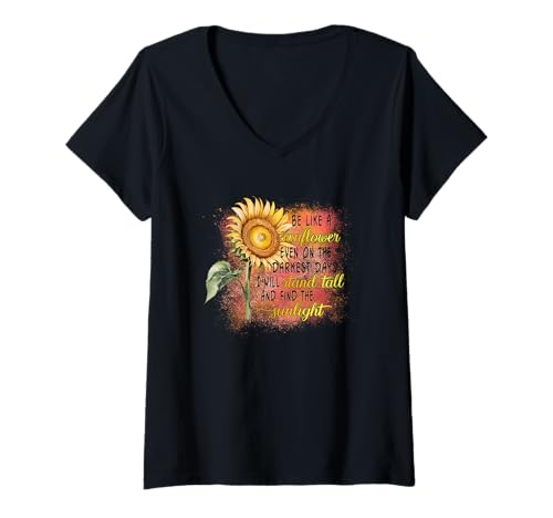 Damen Sei wie eine Sonnenblume Ich werde aufrecht Stehen und Sonnenlicht Finden T-Shirt mit V-Ausschnitt Damen Sei wie eine Sonnenblume Ich werde aufrecht Stehen und Sonnenlicht Finden T-Shirt mit V-Ausschnitt von Sunflower Motivation Positive Growth Mindset
