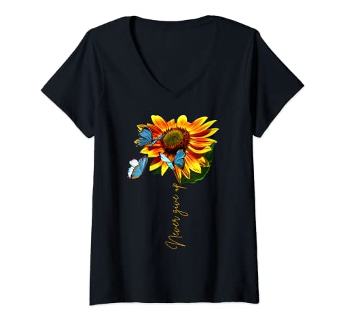 Damen Sonnenblume Never Give Up Multiple Sklerose Schmetterlinge T-Shirt mit V-Ausschnitt Damen Sonnenblume Never Give Up Multiple Sklerose Schmetterlinge T-Shirt mit V-Ausschnitt von Sunflower Never Give Up Multiple Sclerosis