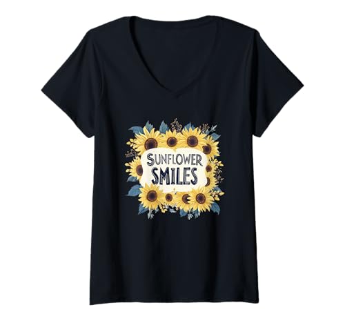 Damen Schöne Sonnenblume mit süßem Spruch Kostüm T-Shirt mit V-Ausschnitt Damen Schöne Sonnenblume mit süßem Spruch Kostüm T-Shirt mit V-Ausschnitt von Sunflower Outfit