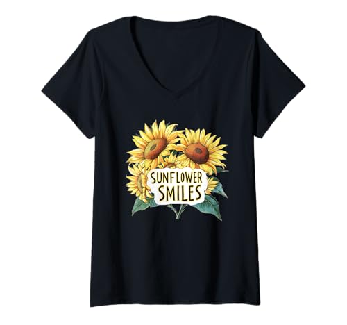Damen Smiles Season Kostüm für Sonnenblumen-Liebhaber T-Shirt mit V-Ausschnitt Damen Smiles Season Kostüm für Sonnenblumen-Liebhaber T-Shirt mit V-Ausschnitt von Sunflower Outfit