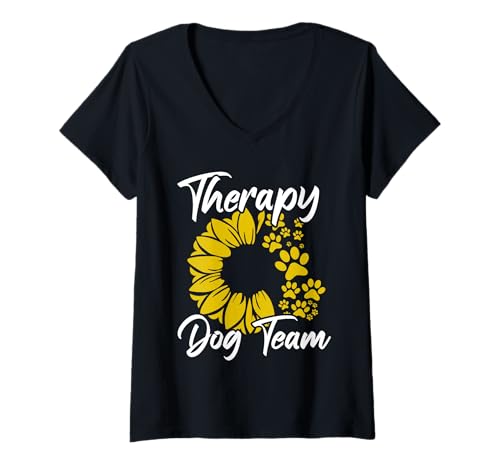 Damen Therapie-Hunde-Team-Gruppe Hundeführer für Tierunterstützte T-Shirt mit V-Ausschnitt Damen Therapie-Hunde-Team-Gruppe Hundeführer für Tierunterstützte T-Shirt mit V-Ausschnitt von Sunflower Therapy Dog Handler