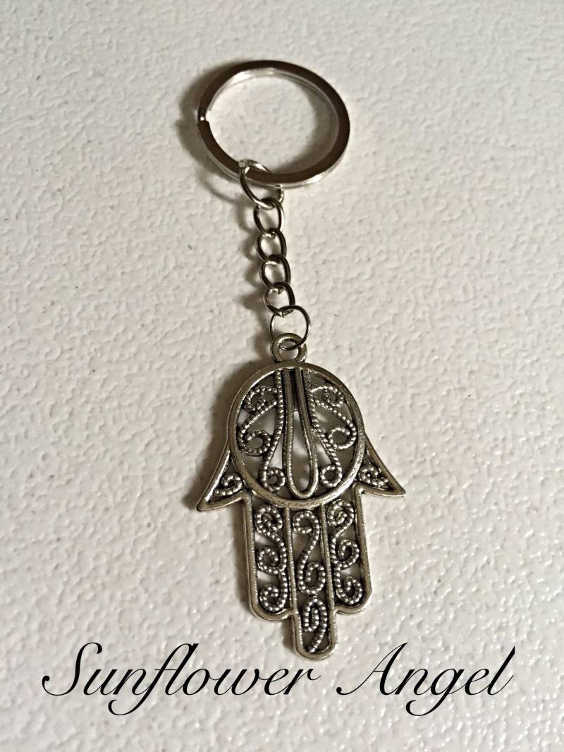 Hamza Hand, Hand Der Fatima. Viel Glück Schlüsselanhänger. in Vintage Silber Hamza Hand, Hand Der Fatima. Viel Glück Schlüsselanhänger. in Vintage Silber von SunflowerAngelUK