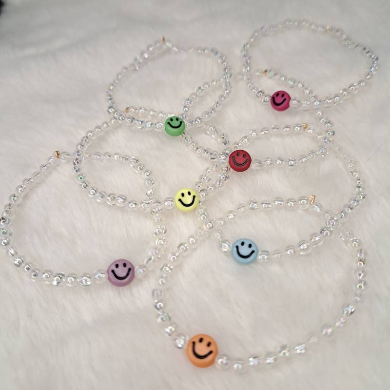 Perlen Armband Mit Smiley, Buntes Freundschaftsarmband, Partnerarmband von SunflowerBeadsDE