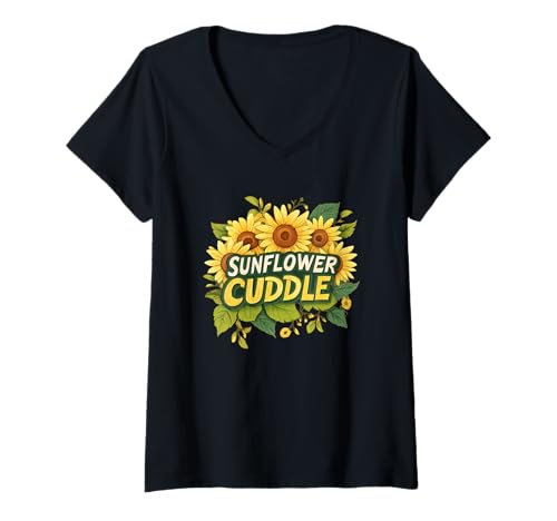 Damen Sonnenblumen-Kuschelkostüm für Sonnenblumen-Liebhaber T-Shirt mit V-Ausschnitt von Sunflowers Outfit