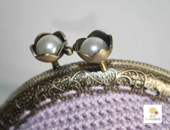 Lila Handtasche Mit Perlen von SunflowersCrochet