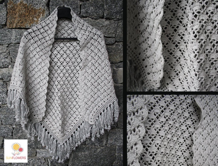 Pearl Grey Schal Handarbeit Häkeln von SunflowersCrochet