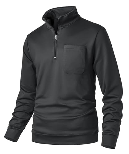 Sungerdasa Herren Fleecepullover Micro Sweatshirt mit Viertel-Reißverschluss Fleece-Sweatshirt Langarmshirts Polo Freizeit Basic Pullover Soft Herbst Winter von Sungerdasa