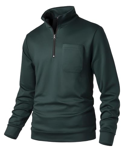 Sungerdasa Herren Fleecepullover Micro Sweatshirt mit Viertel-Reißverschluss Fleece-Sweatshirt Langarmshirts Polo Freizeit Basic Pullover Soft Herbst Winter von Sungerdasa