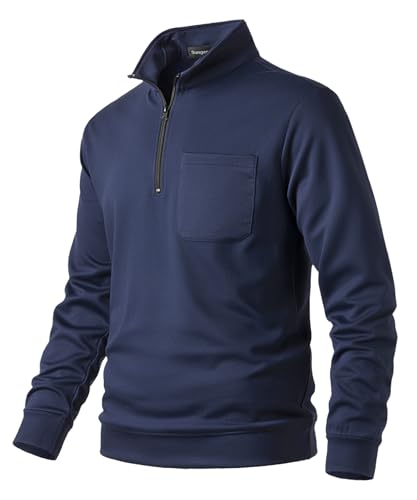 Sungerdasa Herren Fleecepullover Micro Sweatshirt mit Viertel-Reißverschluss Fleece-Sweatshirt Langarmshirts Polo Freizeit Basic Pullover Soft Herbst Winter von Sungerdasa