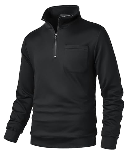 Sungerdasa Herren Fleecepullover Micro Sweatshirt mit Viertel-Reißverschluss Fleece-Sweatshirt Langarmshirts Polo Freizeit Basic Pullover Soft Herbst Winter von Sungerdasa