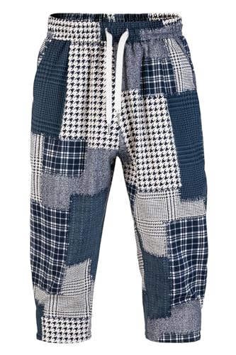 Sungerdasa Herren Leinenhose 3/4 Länge Kurz Hosen Leichte Sommerhose Baumwolle Casual Yoga Jogger Shorts Gummizug Freizeithose Mit Taschen von Sungerdasa