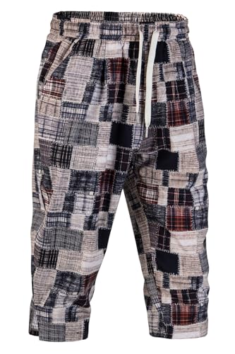 Sungerdasa Herren Leinenhose 3/4 Länge Kurz Hosen Leichte Sommerhose Baumwolle Casual Yoga Jogger Shorts Gummizug Freizeithose Mit Taschen von Sungerdasa